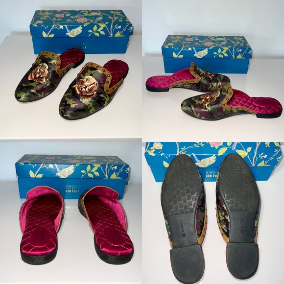 Birdies Shoes - Birdies by Ken Fulk Phoebe Labrador Dog
Camouflage Fuchsia Mule Slipper Size 8.5